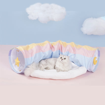 Pet Cats Tunnel Toy Interactive Play Toy with Cozy Bed