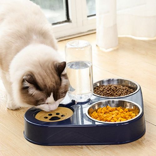 Anti-slip 3-in-1 cat feeder bowls for easy cleanup and portion control