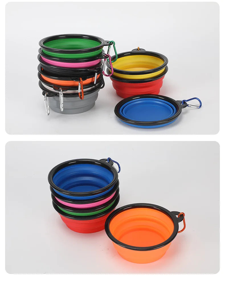 collapsible cat food and water bowl, perfect for trips, camping, and walks."