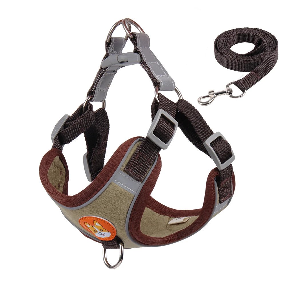 Brown" Adjustable cat harness and leash set for comfortable outdoor adventures, perfect for walking, training, and safe exploration. Soft, breathable material, easy to use, and secure fit for your feline friend."