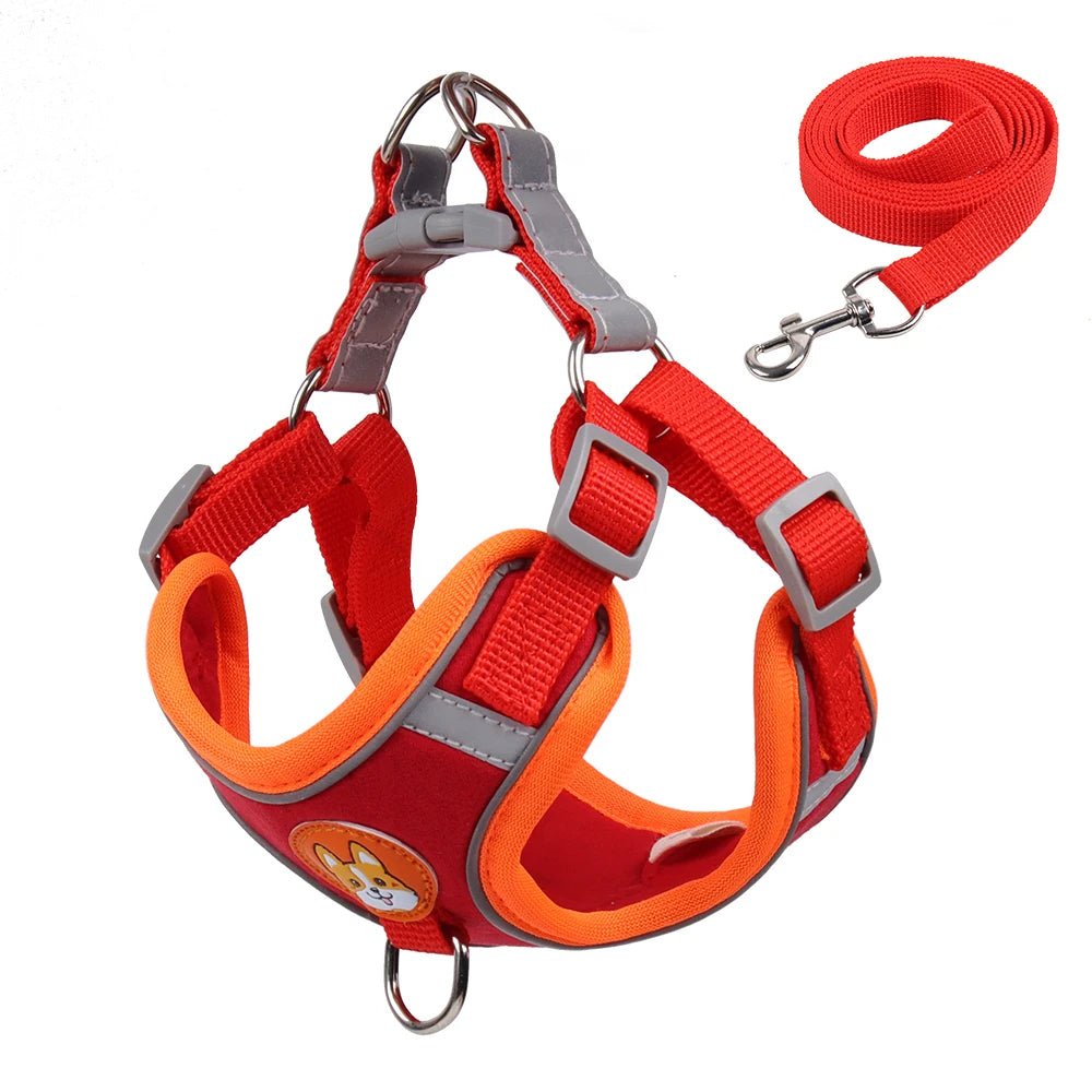 Red"Premium breathable fabric cat harness – anti-chafe, escape-proof, and lightweight for daily wear."