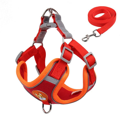 Red"Premium breathable fabric cat harness – anti-chafe, escape-proof, and lightweight for daily wear."