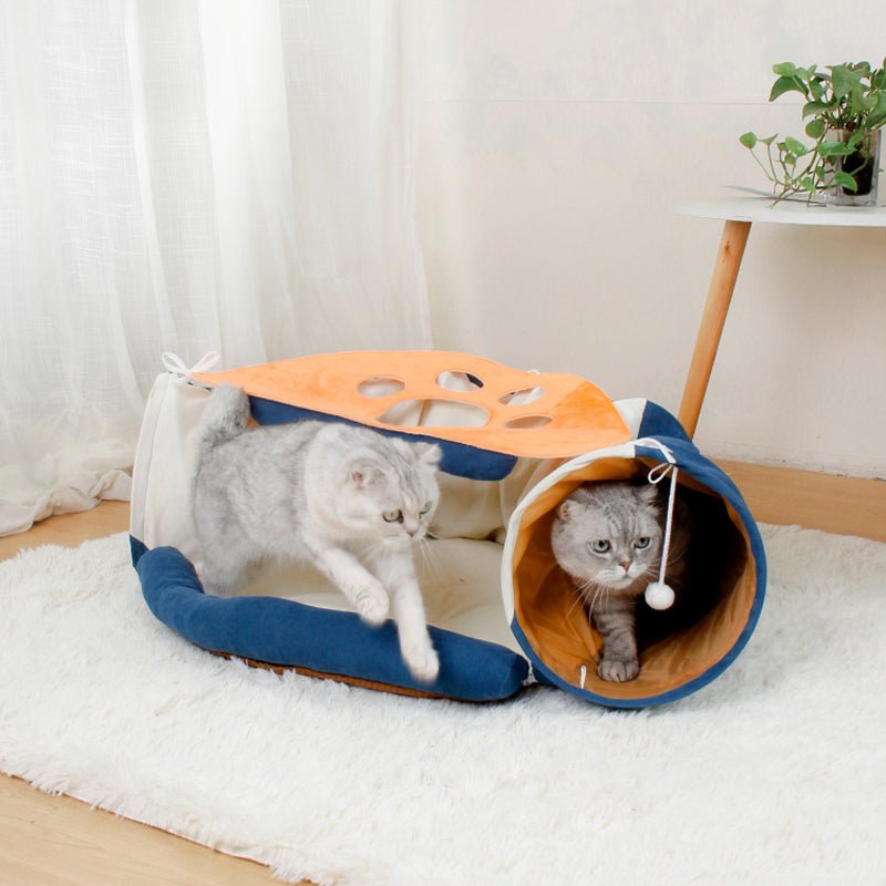 Pet Cats Tunnel Toy Interactive Play Toy with Cozy Bed - LitteristaCat tunnelMy StoreLitterista