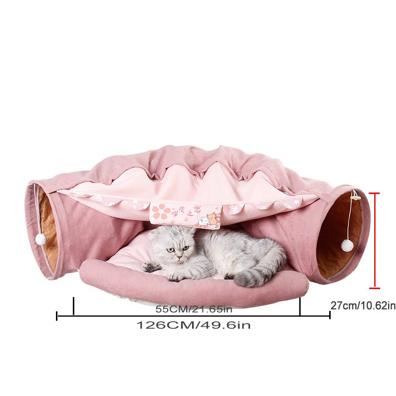 Pet Cats Tunnel Toy Interactive Play Toy with Cozy Bed - LitteristaCat tunnelMy StoreLitterista